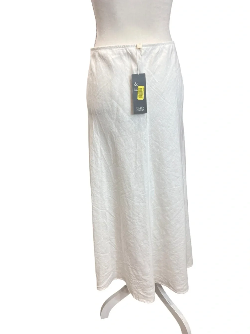 Eileen Fisher Organic Linen Ivory Maxi Skirt XL Pull On Flowy Minimalist - Picture 5 of 10